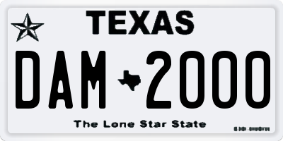 TX license plate DAM2000