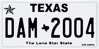 TX license plate DAM2004