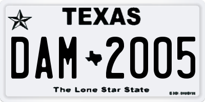 TX license plate DAM2005