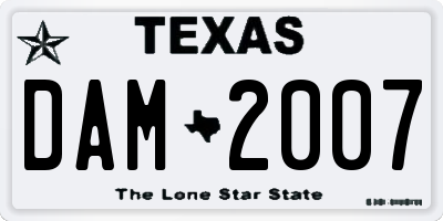 TX license plate DAM2007