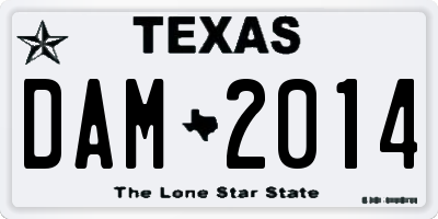 TX license plate DAM2014