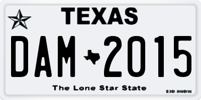 TX license plate DAM2015