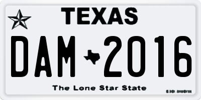 TX license plate DAM2016