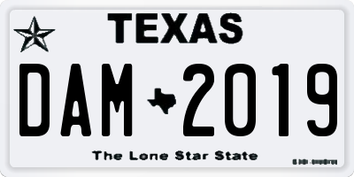 TX license plate DAM2019
