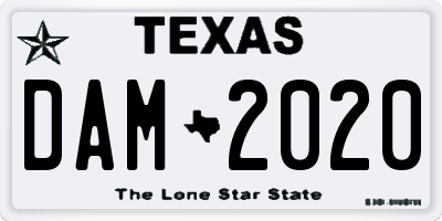 TX license plate DAM2020