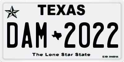 TX license plate DAM2022