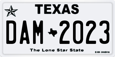 TX license plate DAM2023