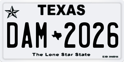 TX license plate DAM2026