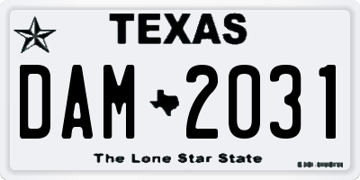 TX license plate DAM2031
