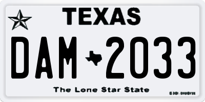 TX license plate DAM2033