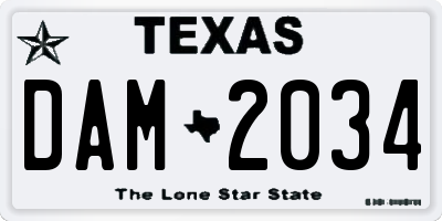 TX license plate DAM2034