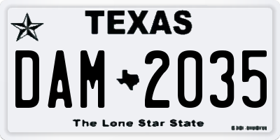 TX license plate DAM2035