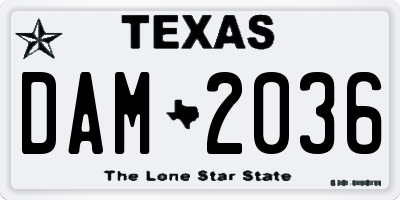 TX license plate DAM2036