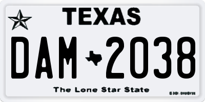 TX license plate DAM2038