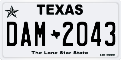 TX license plate DAM2043