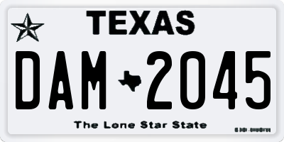TX license plate DAM2045