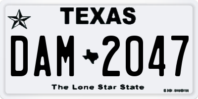 TX license plate DAM2047