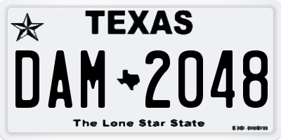 TX license plate DAM2048