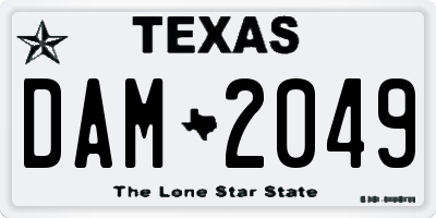 TX license plate DAM2049