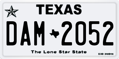 TX license plate DAM2052