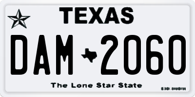 TX license plate DAM2060