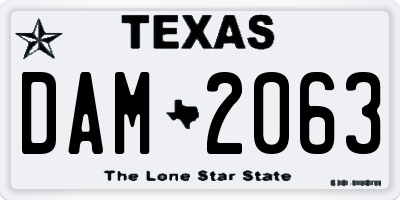 TX license plate DAM2063