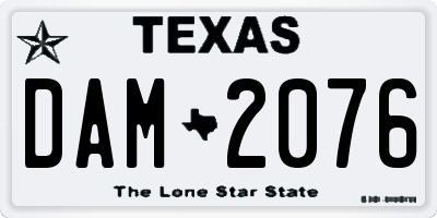 TX license plate DAM2076