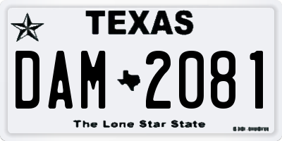 TX license plate DAM2081
