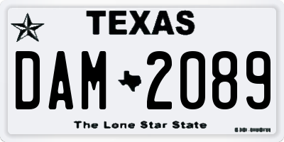 TX license plate DAM2089