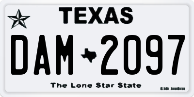 TX license plate DAM2097