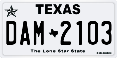 TX license plate DAM2103