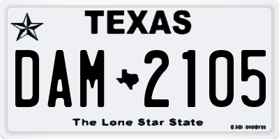 TX license plate DAM2105