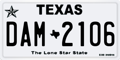 TX license plate DAM2106