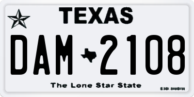 TX license plate DAM2108