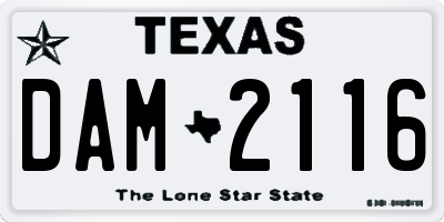 TX license plate DAM2116