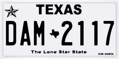 TX license plate DAM2117
