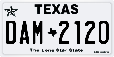 TX license plate DAM2120