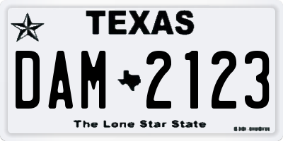 TX license plate DAM2123