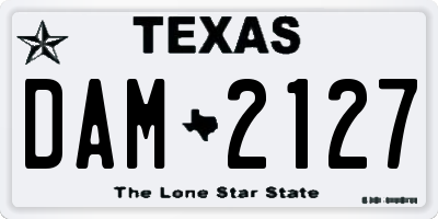 TX license plate DAM2127