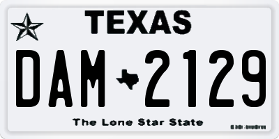 TX license plate DAM2129