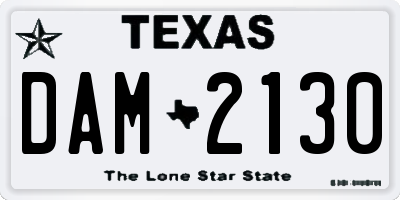TX license plate DAM2130