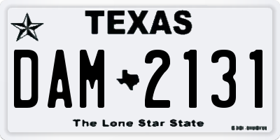 TX license plate DAM2131