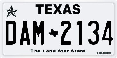 TX license plate DAM2134