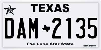 TX license plate DAM2135