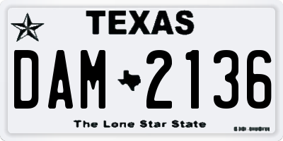 TX license plate DAM2136
