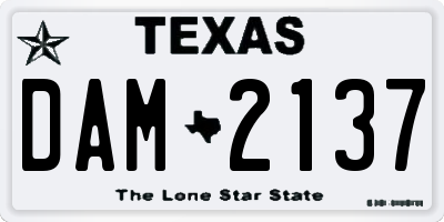 TX license plate DAM2137