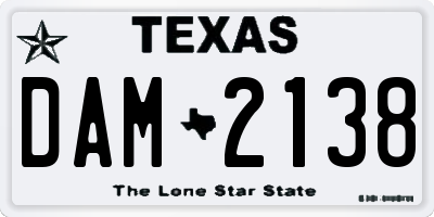 TX license plate DAM2138