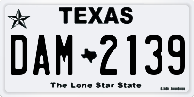 TX license plate DAM2139