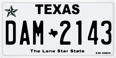 TX license plate DAM2143