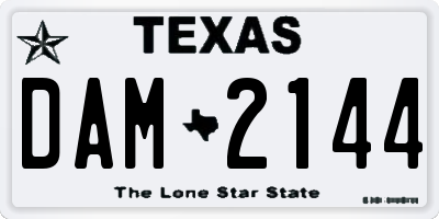 TX license plate DAM2144